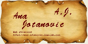 Ana Jotanović vizit kartica